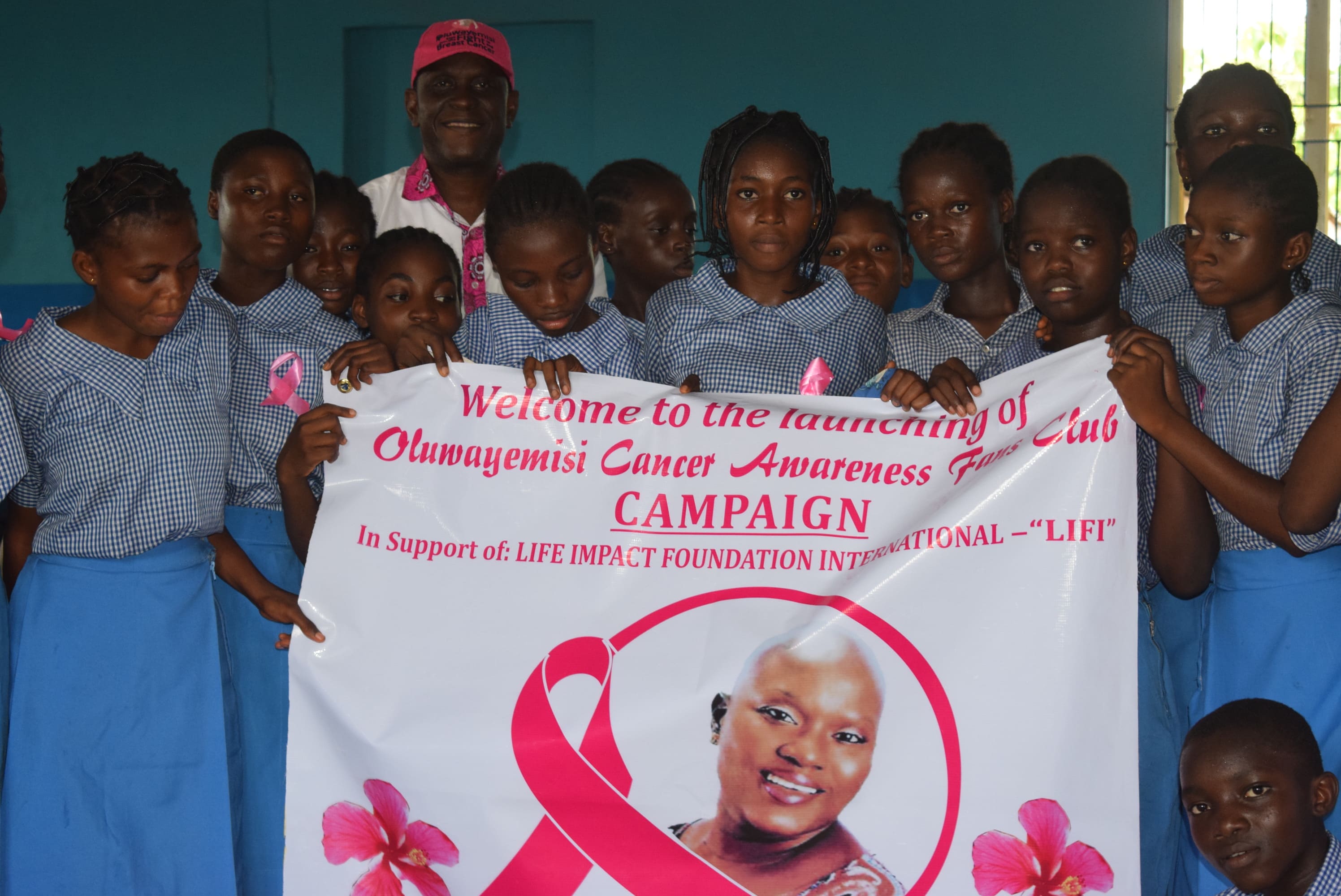 Students learning about breast cancer awareness